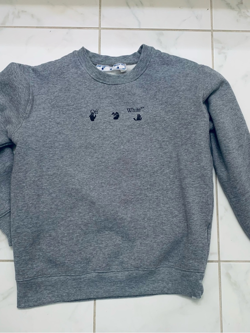 Off-White Gray Crewneck Sweatshirt, Large